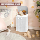 Rectangular Bamboo Laundry Hamper with Lid, White by GEEZY - UKBuyZone