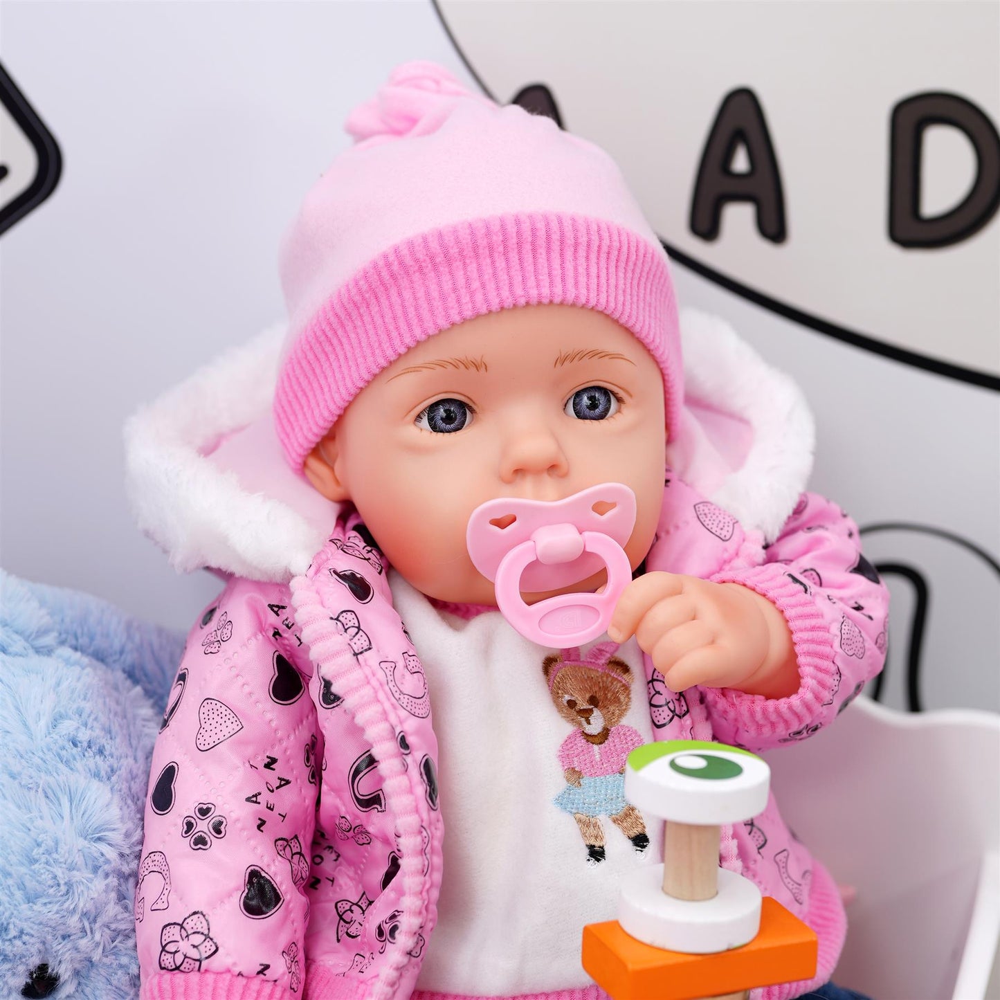 Neon Pink Bibi Baby Doll Toy With Dummy & Sounds by BiBi Doll - UKBuyZone