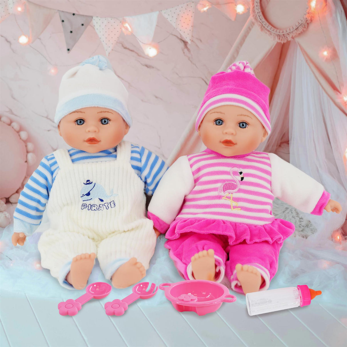 BiBi Twin Baby Dolls & Accessories (33 cm / 13")