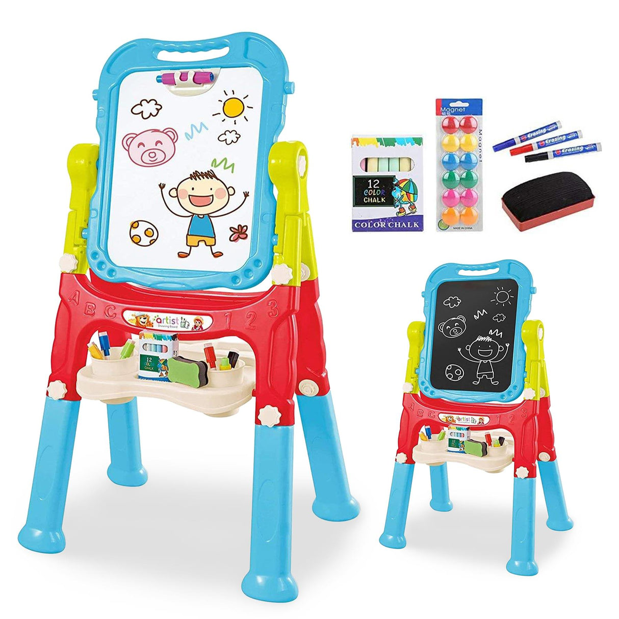 Blue Folding Double-Sided Magnetic Drawing Board