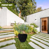 Large Charcoal Black Lotus Square Planter