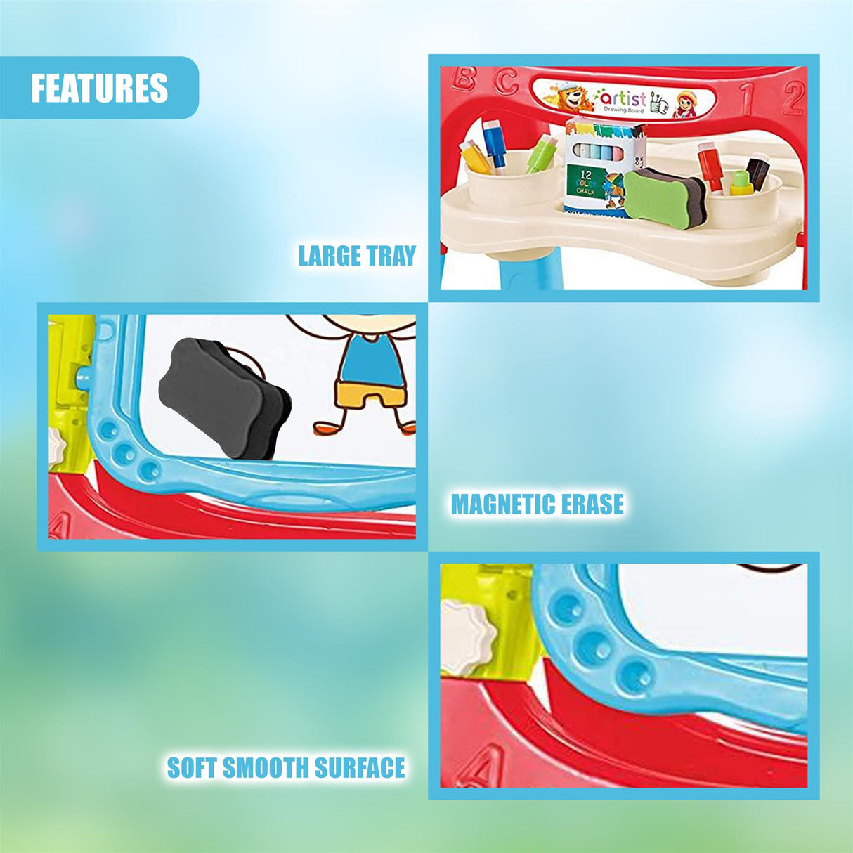 Blue Folding Double-Sided Magnetic Drawing Board