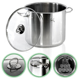 Stainless Steel Stock Pot with Glass Lid - 15 L