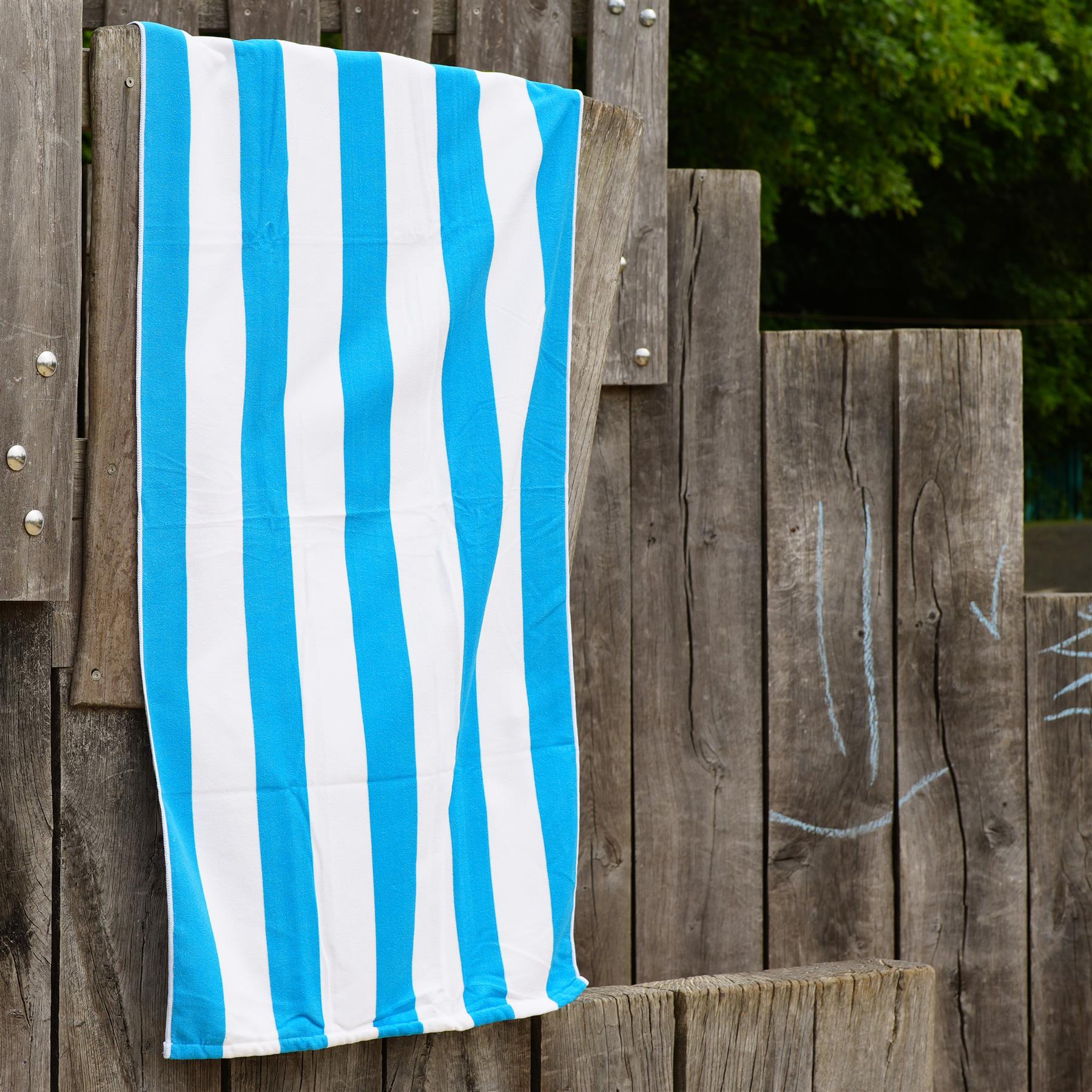 Beach Bath Towel Large Microfibre Blue Striped by GEEZY - UKBuyZone