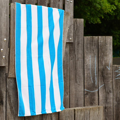 Beach Bath Towel Large Microfibre Blue Striped by GEEZY - UKBuyZone