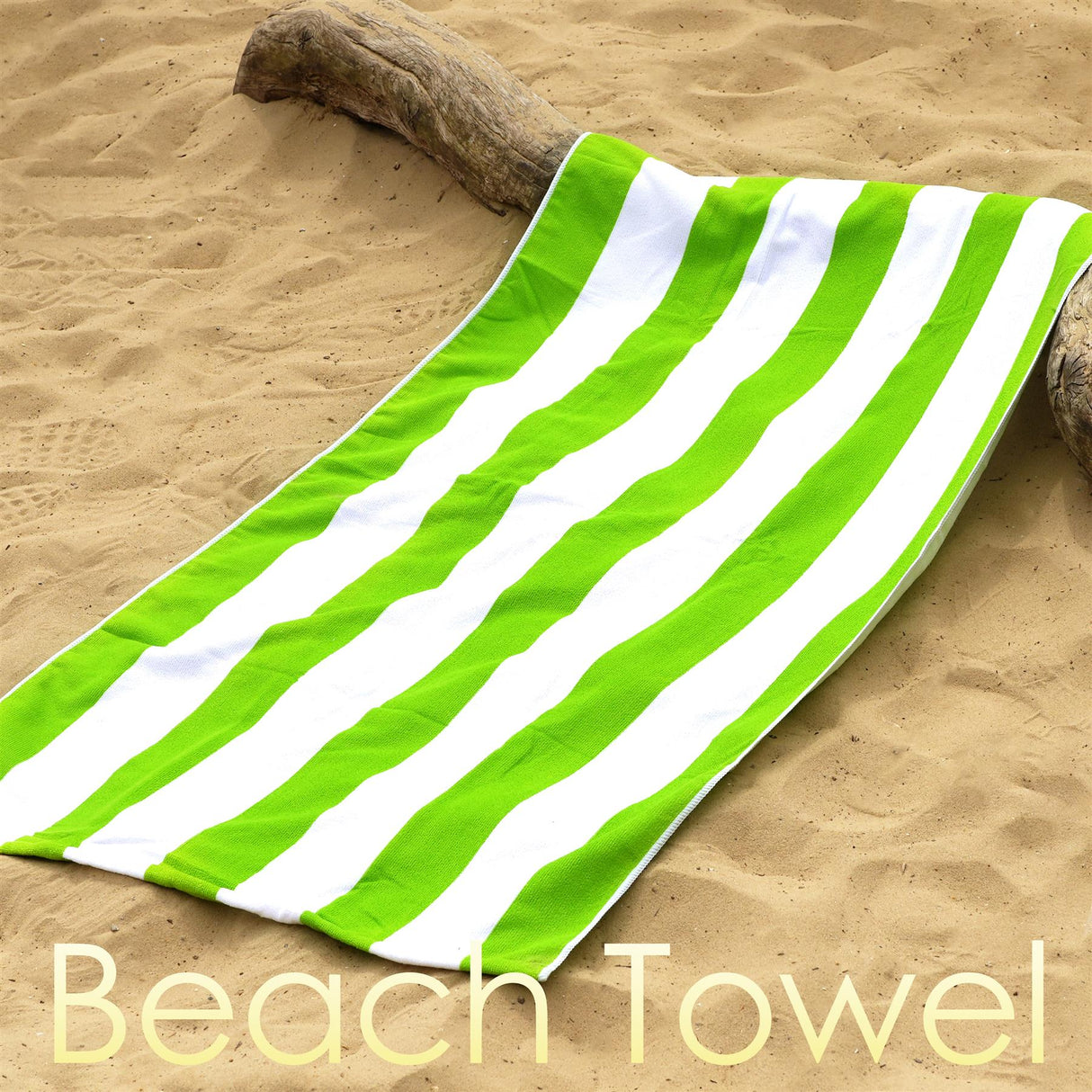 Beach Bath Towel Large Microfibre Green Striped