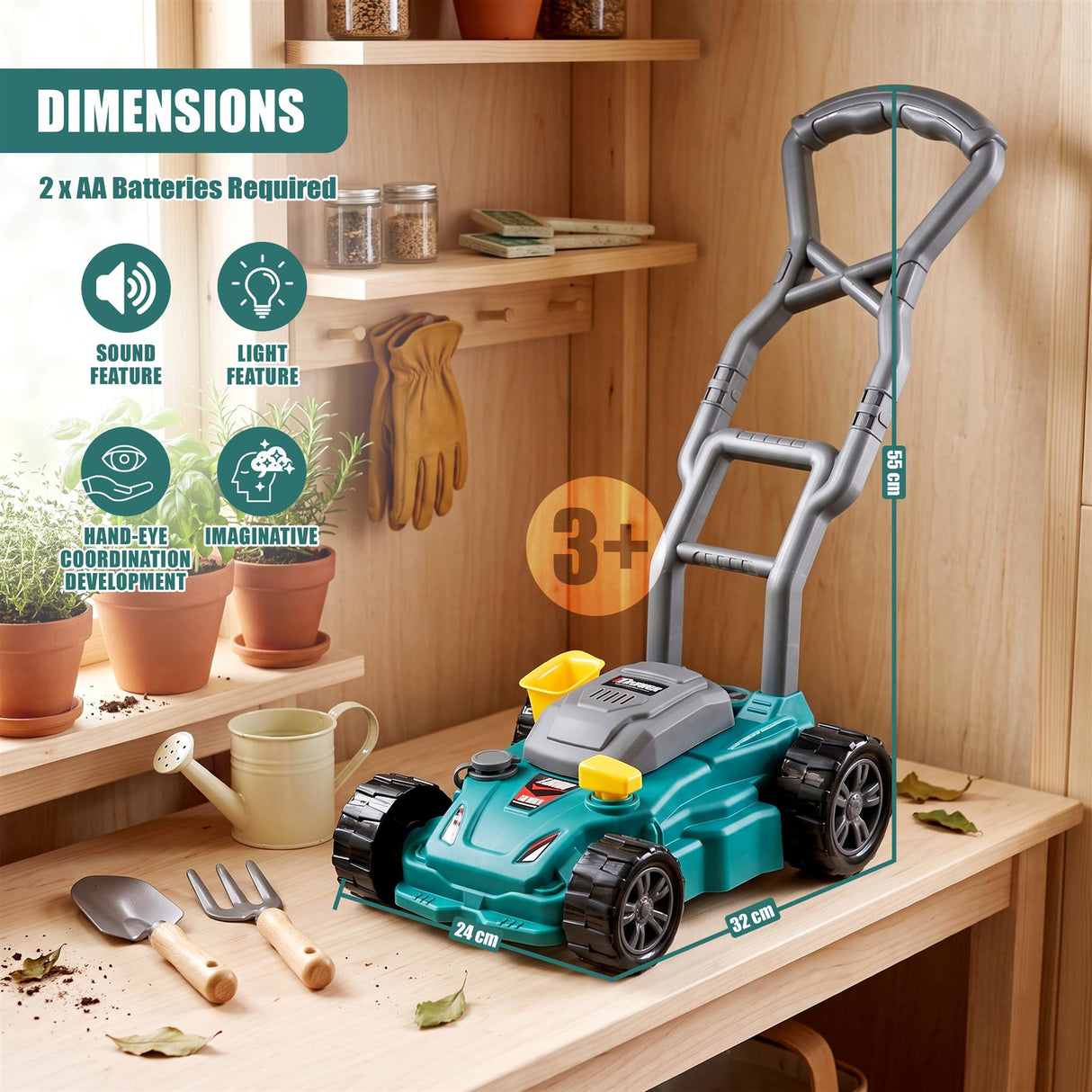 Toy Lawn Mower with Lights & Sounds