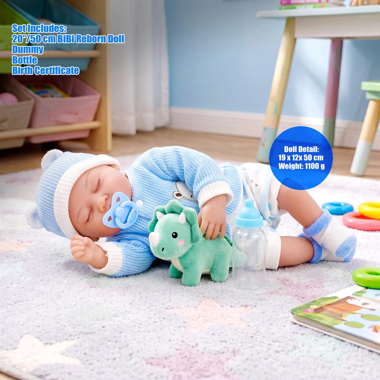 BiBi Doll Reborn Sleeping Boy "Periwinkle" (50 cm / 20")