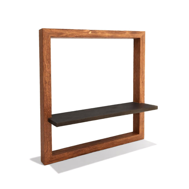 "Modern minimalist shelf, dark wood accent, simple lines and edges." - UKBuyZone