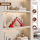 Red Wooden Candle Bridge with 7 LED Lights