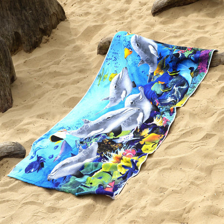 Dolphins Design Large Towel by GEEZY - UKBuyZone