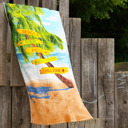 Beach Signs Design Large Towel by GEEZY - UKBuyZone