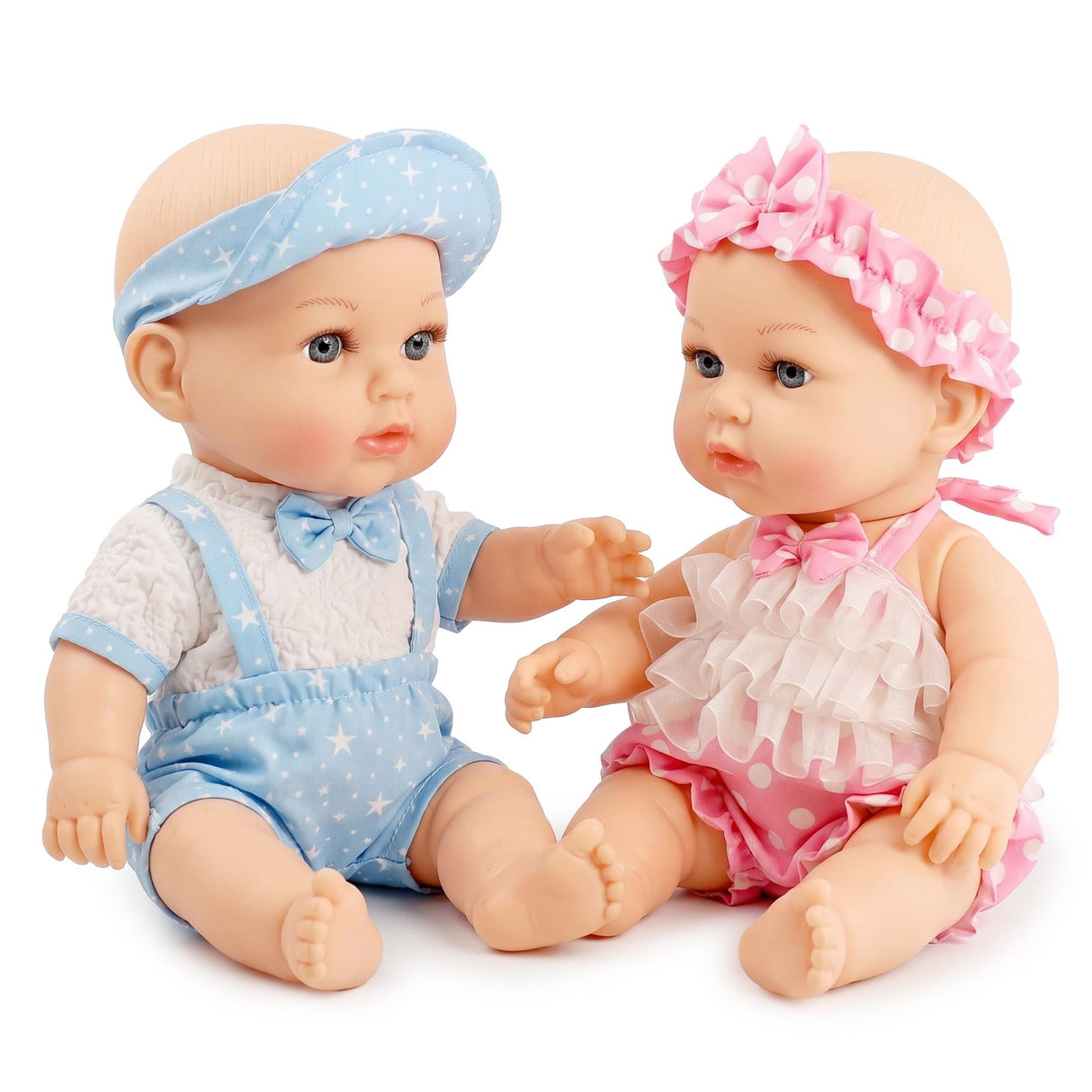 BiBi Anatomically Correct 14" Twin Dolls "Lucy & Lou"