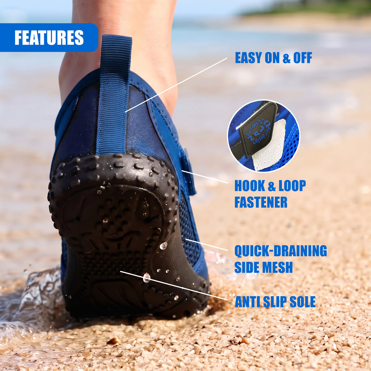 Blue & Black Neoprene Aqua Shoes