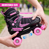Black & Pink Kids Adjustable Roller Skates