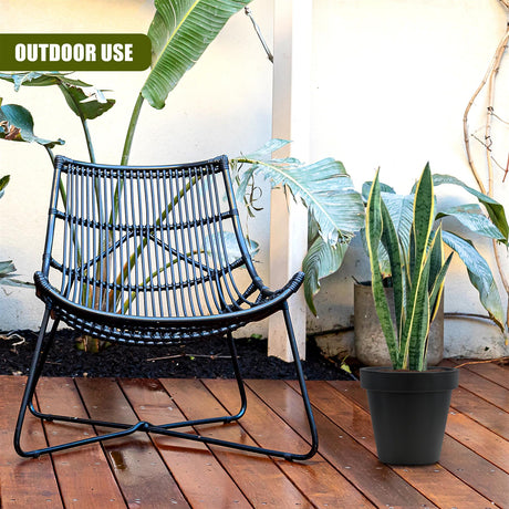 Small Round Anthracite Flower Planter 20 x 18 cm by Geezy - UKBuyZone