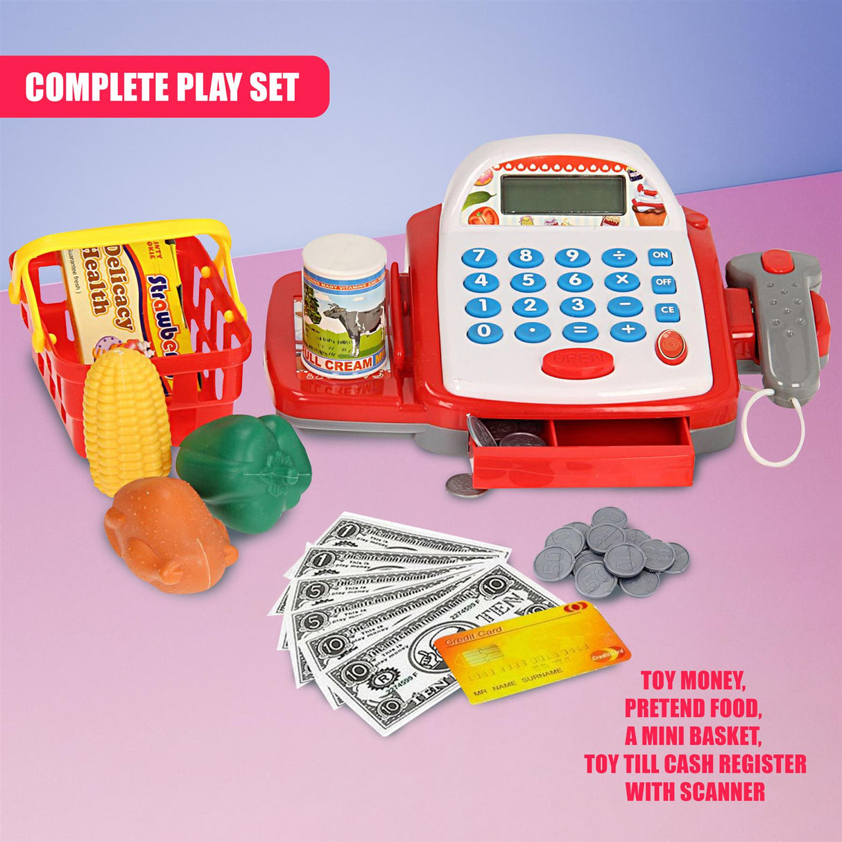 White & Red Cash Register Toy