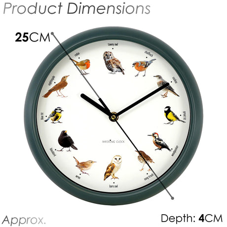 GEEZY Birdsong Wall Clock with 12 Songs