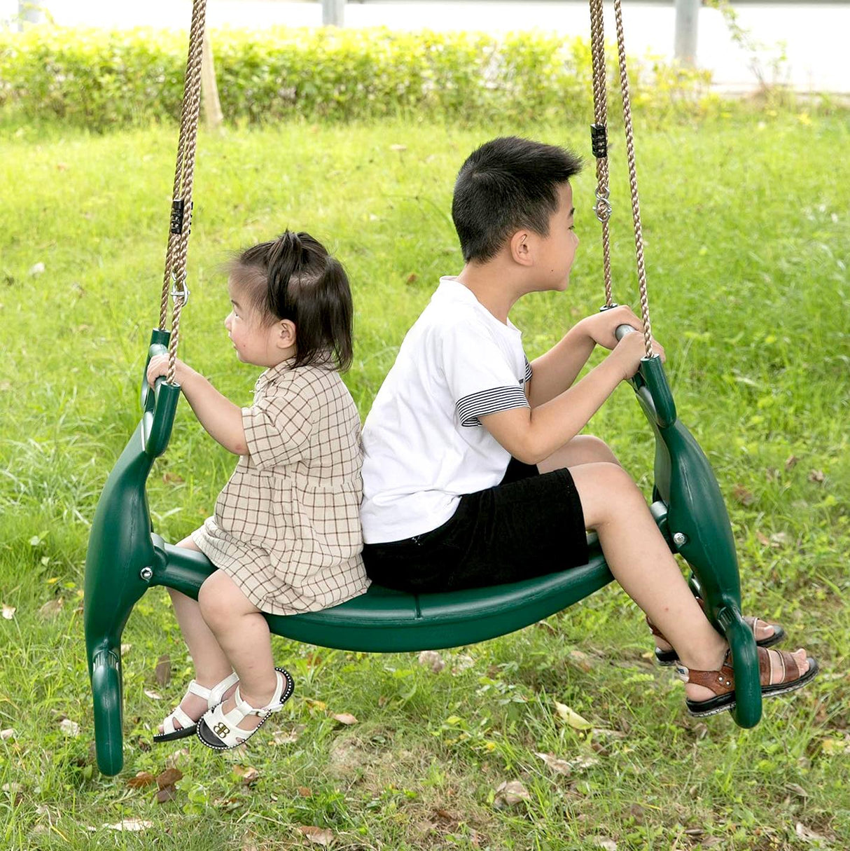 double swing set children playing - UKBuyZone