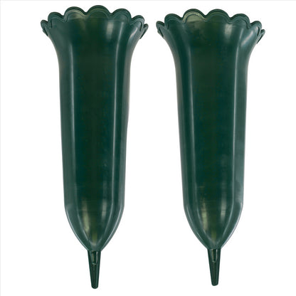 Set of 2 Green Spiked Memorial Grave Flower Vases by Geezy - UKBuyZone