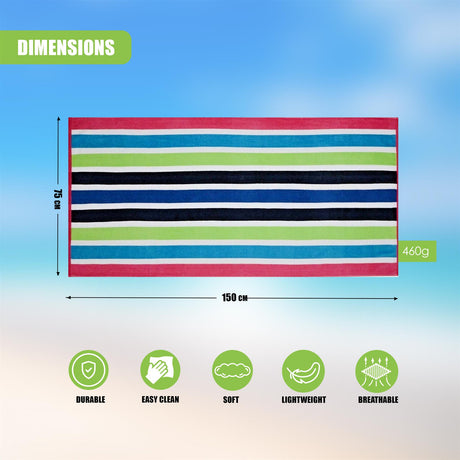Velour Striped Beach Towel Sanguine by Geezy - UKBuyZone