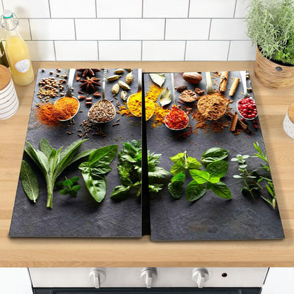 Glass Cutting Boards with Spoon & Herbs Design by Geezy - UKBuyZone