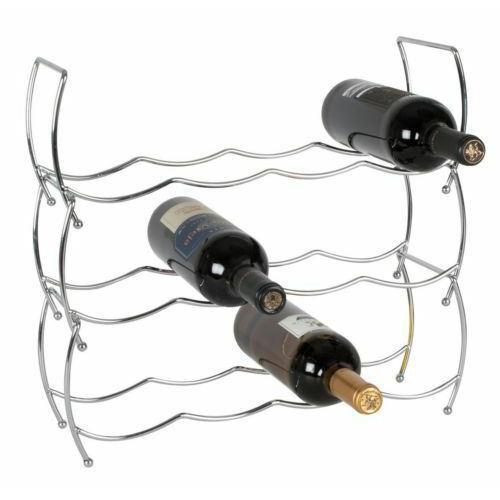 MTS 3 Tier Stackable Chrome Wine Storage Display Rack Holder Up To 12 Bottles