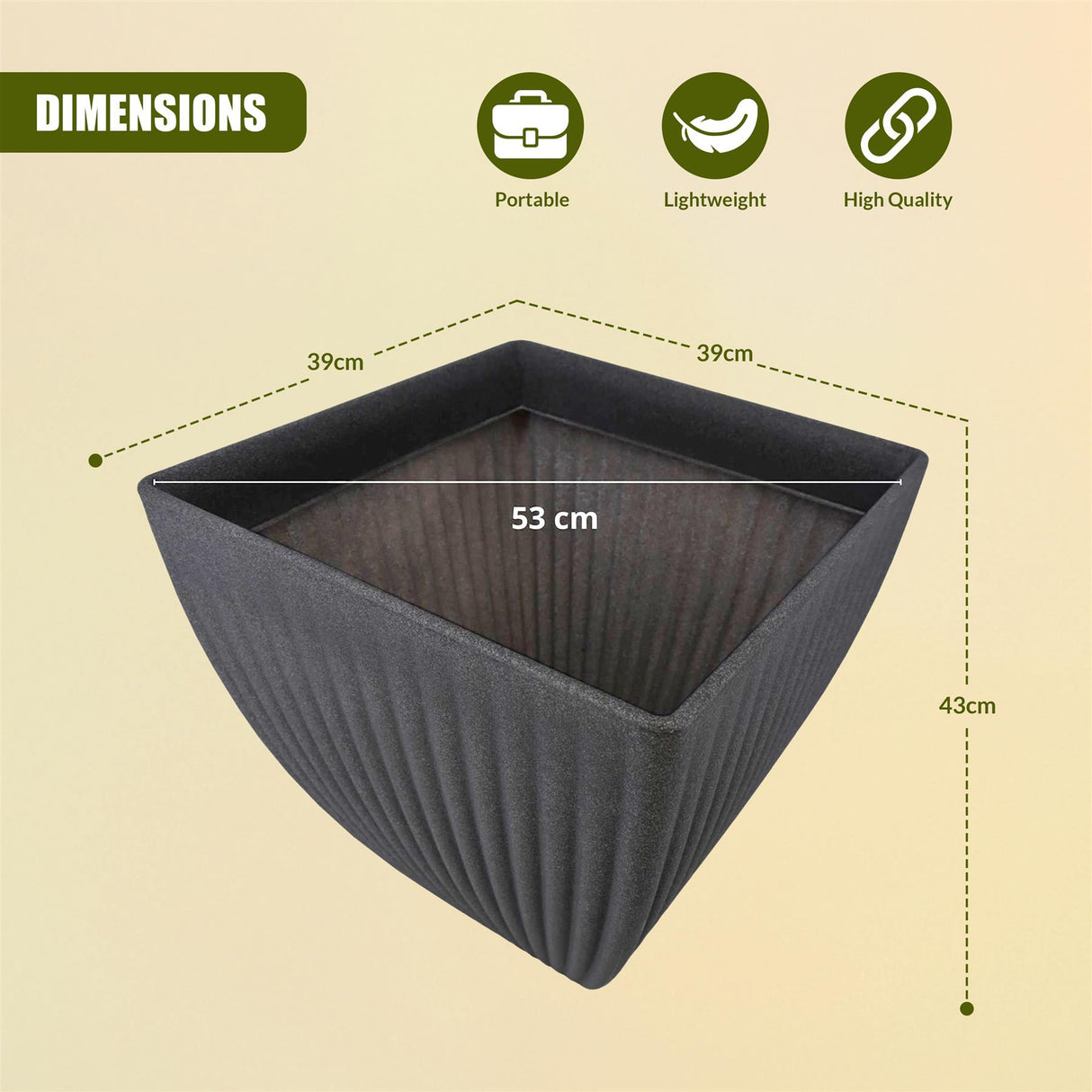 Large Charcoal Black Lotus Square Planter by GEEZY - UKBuyZone