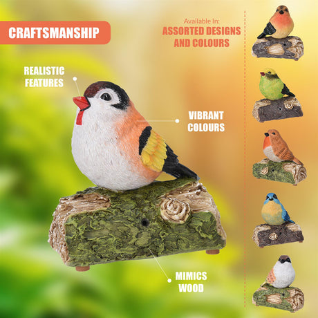 Assorted Painted Bird Figurines on Wood Slices - UKBuyZone