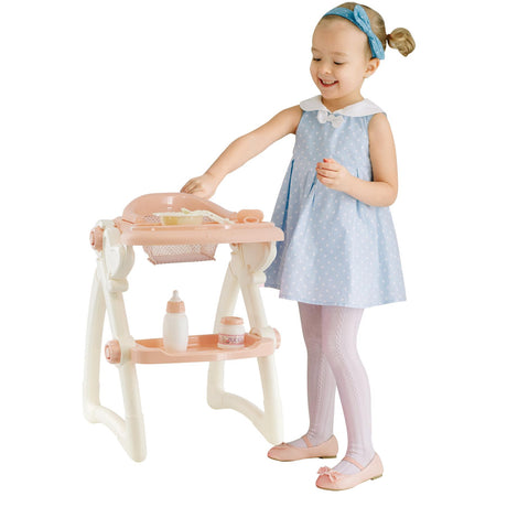 "Little girl holding plastic doll high chair." - UKBuyZone
