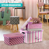 Pink Storage Boxes with Lids - Set of 3 by GEEZY - UKBuyZone