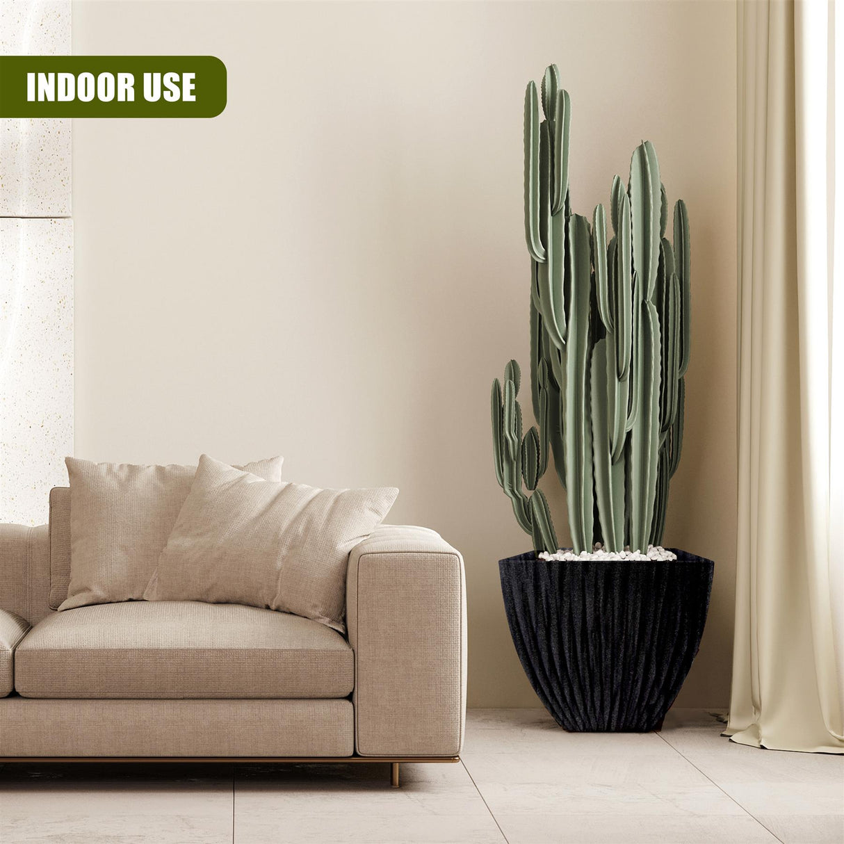 Large Charcoal Black Lotus Square Planter