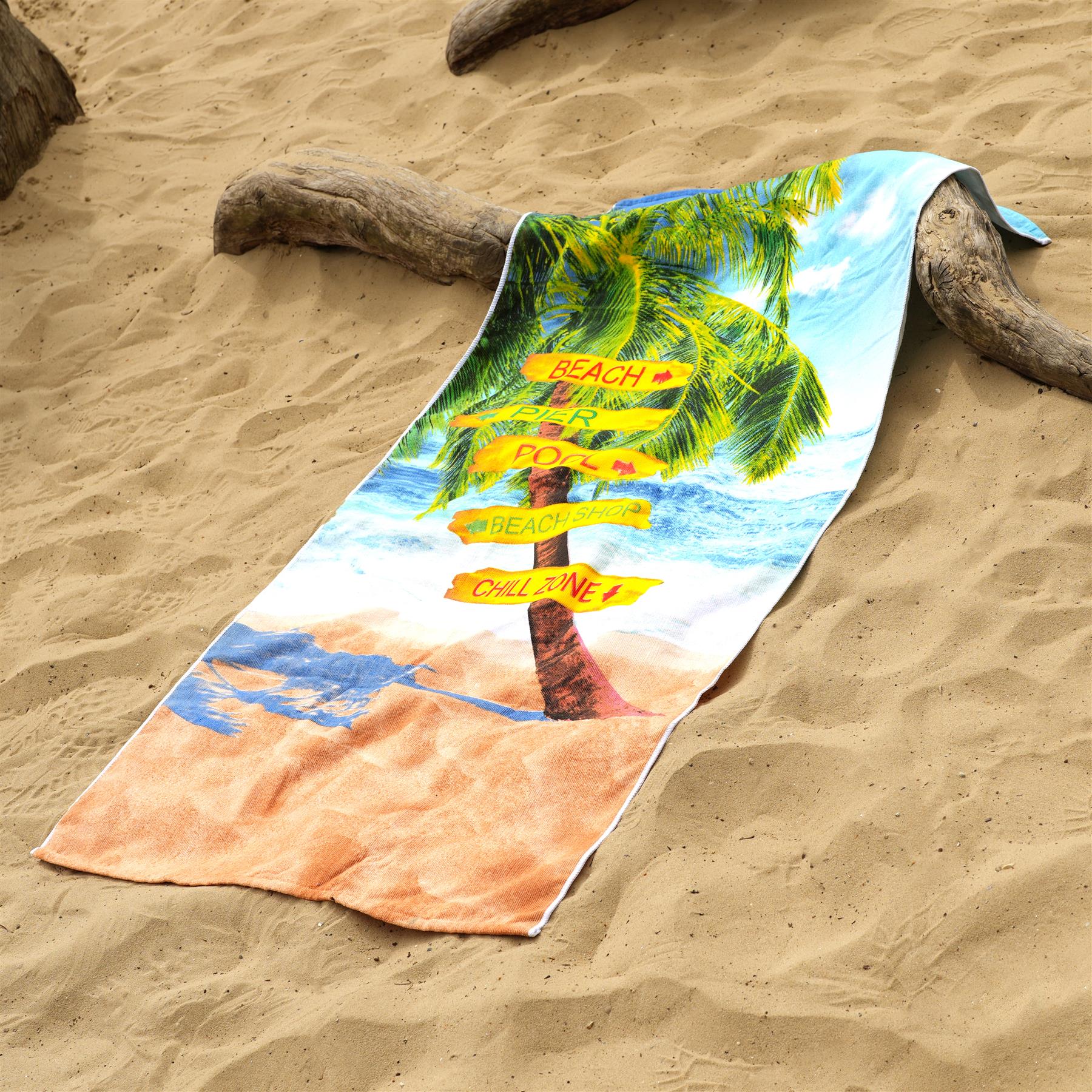 Beach Signs Design Large Towel by GEEZY - UKBuyZone