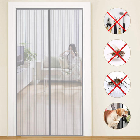 Magnetic Grey Door Screen by GEEZY - UKBuyZone