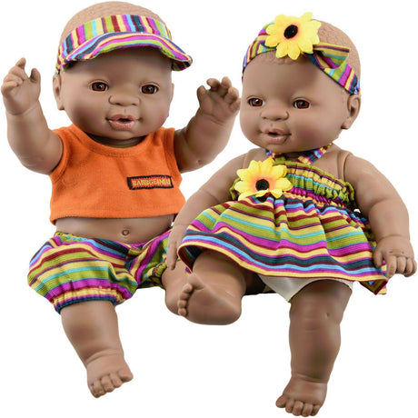 Black Twin Baby Dolls - 12" by BiBi Doll - UKBuyZone