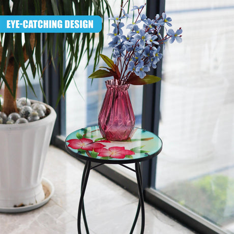 Round Side Garden Mosaic Table With Colibri Design by GEEZY - UKBuyZone