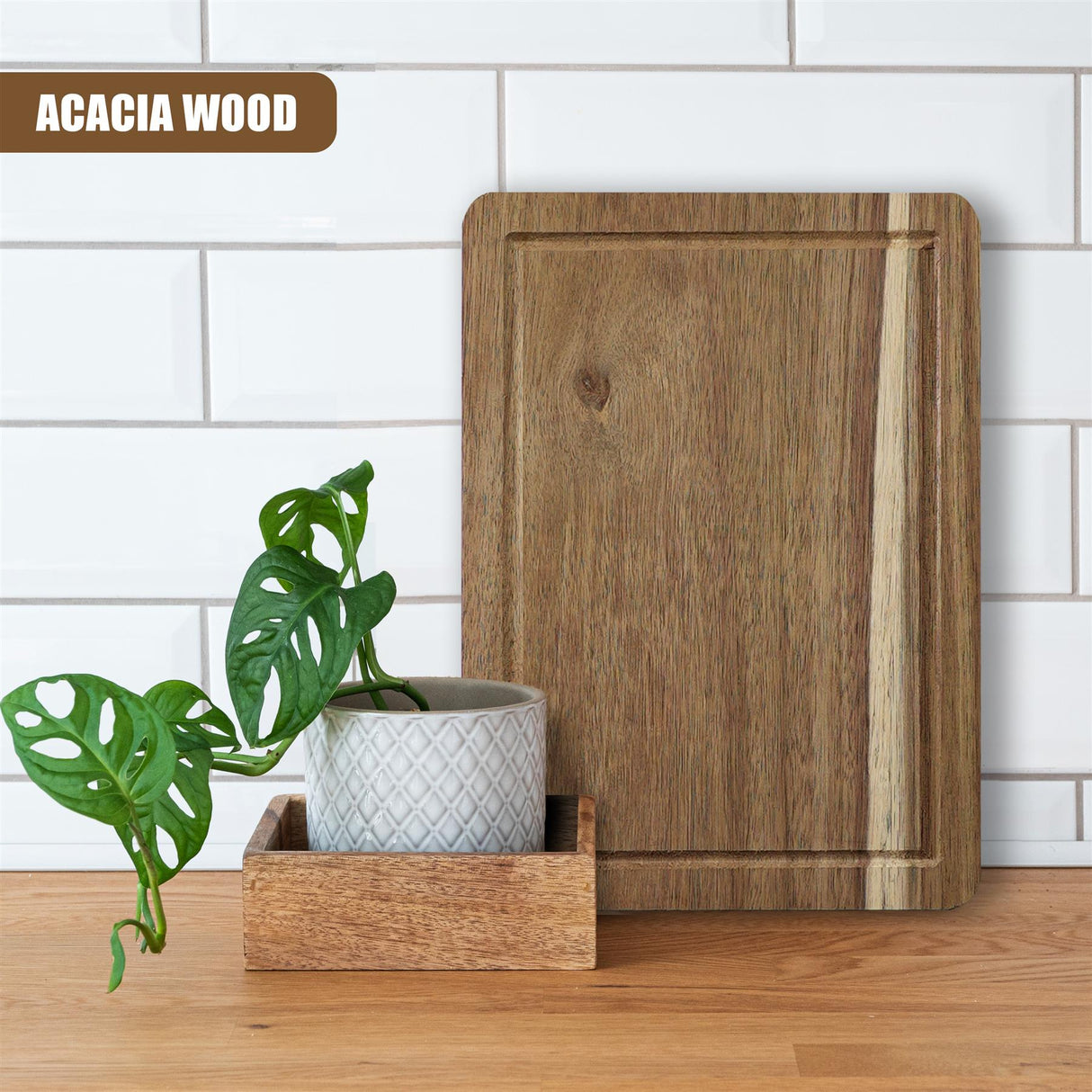 Acacia Chopping Board 28x20cm by GEEZY - UKBuyZone