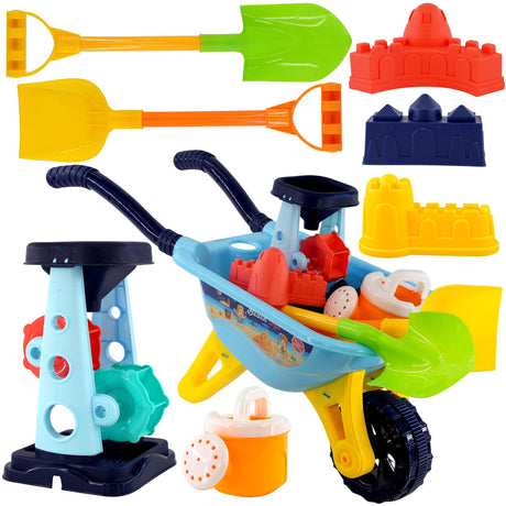 Children Sand and Water Beach Toys Mill, Wheelbarrow Accessories Playset by The Magic Toy Shop - UKBuyZone