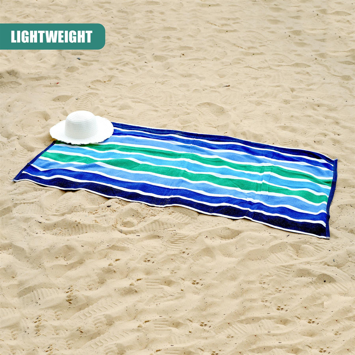 Velour Striped Beach Towel Midnight Oasis by GEEZY - UKBuyZone