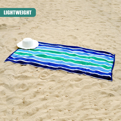 Velour Striped Beach Towel Midnight Oasis by GEEZY - UKBuyZone