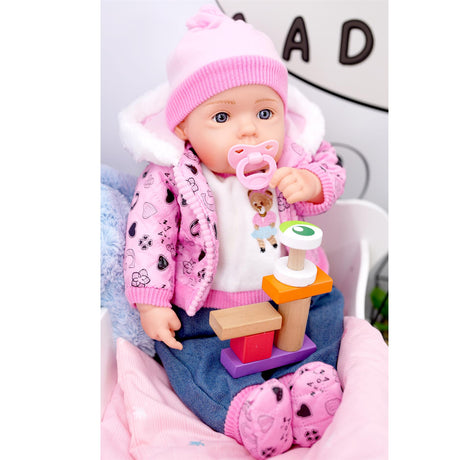 Neon Pink Bibi Baby Doll Toy With Dummy & Sounds by BiBi Doll - UKBuyZone