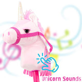 Kids Pink Unicorn Hobby Horse Toy with Sounds