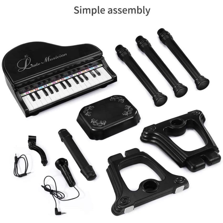 Black Electronic Piano With Microphone and Stool by The Magic Toy Shop - UKBuyZone