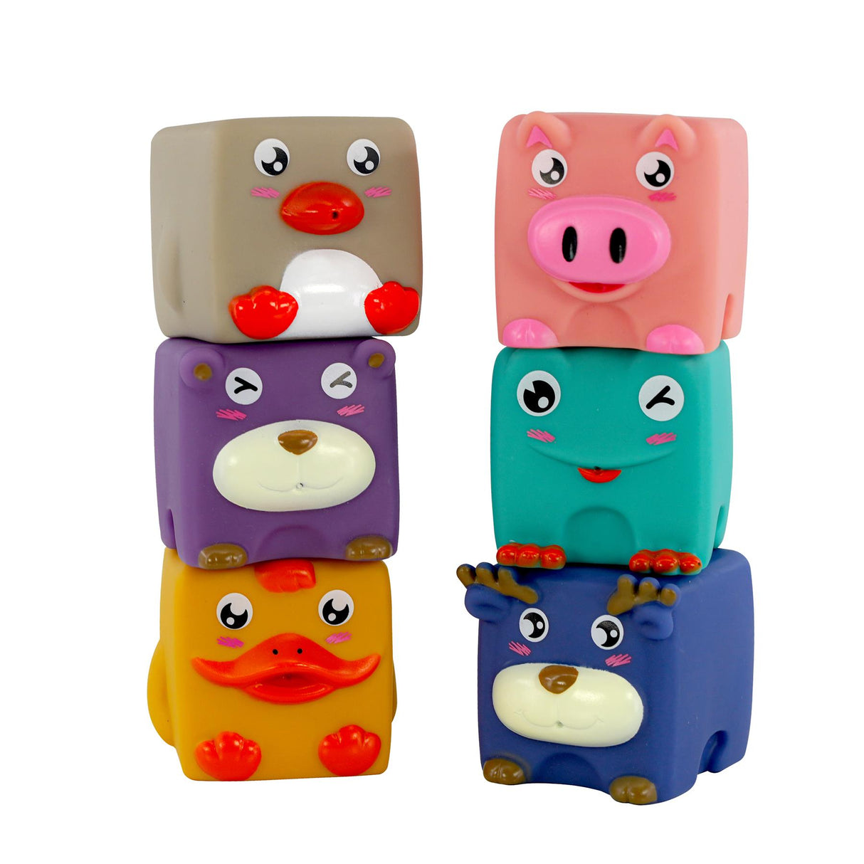 The Magic Toy Shop 6 Pieces Stacking Building Blocks With Squeaky Sound