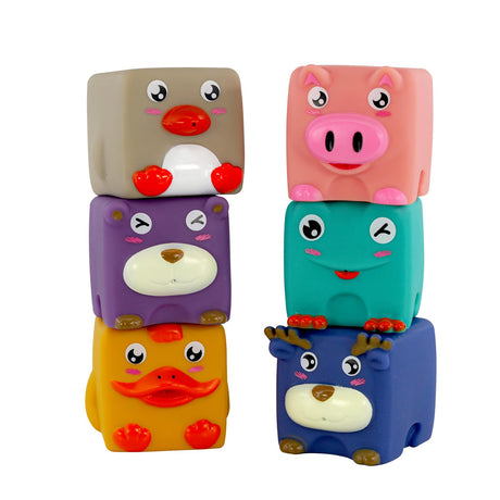 The Magic Toy Shop 6 Pieces Stacking Building Blocks With Squeaky Sound