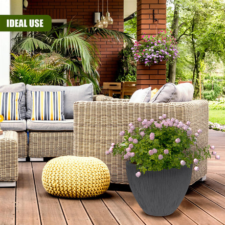 Large Anthracite Round Indoor Outdoor Flower Pot by GEEZY - UKBuyZone