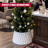 White Faux Fur Christmas Tree Skirt 22"