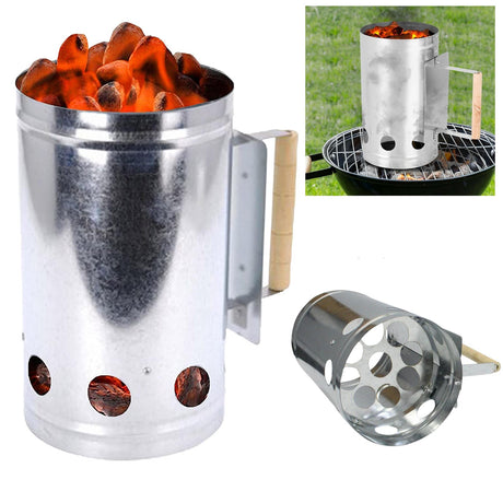 BBQ Charcoal Metal Chimney Starter by Geezy - UKBuyZone