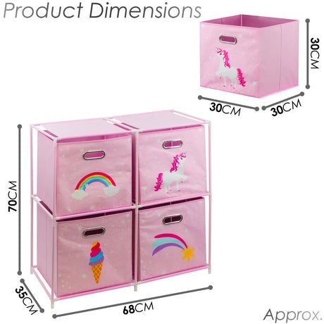 Kids Unicorn Design Storage Cubes by The Magic Toy Shop - UKBuyZone