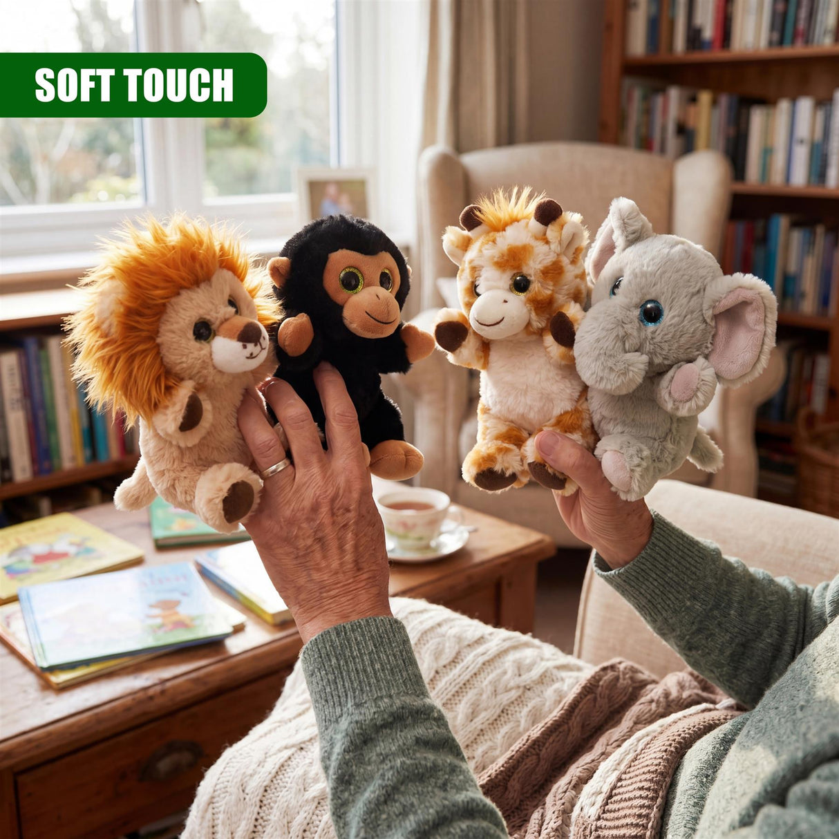 Set of 4 Wild Animal Soft Toys 6.5